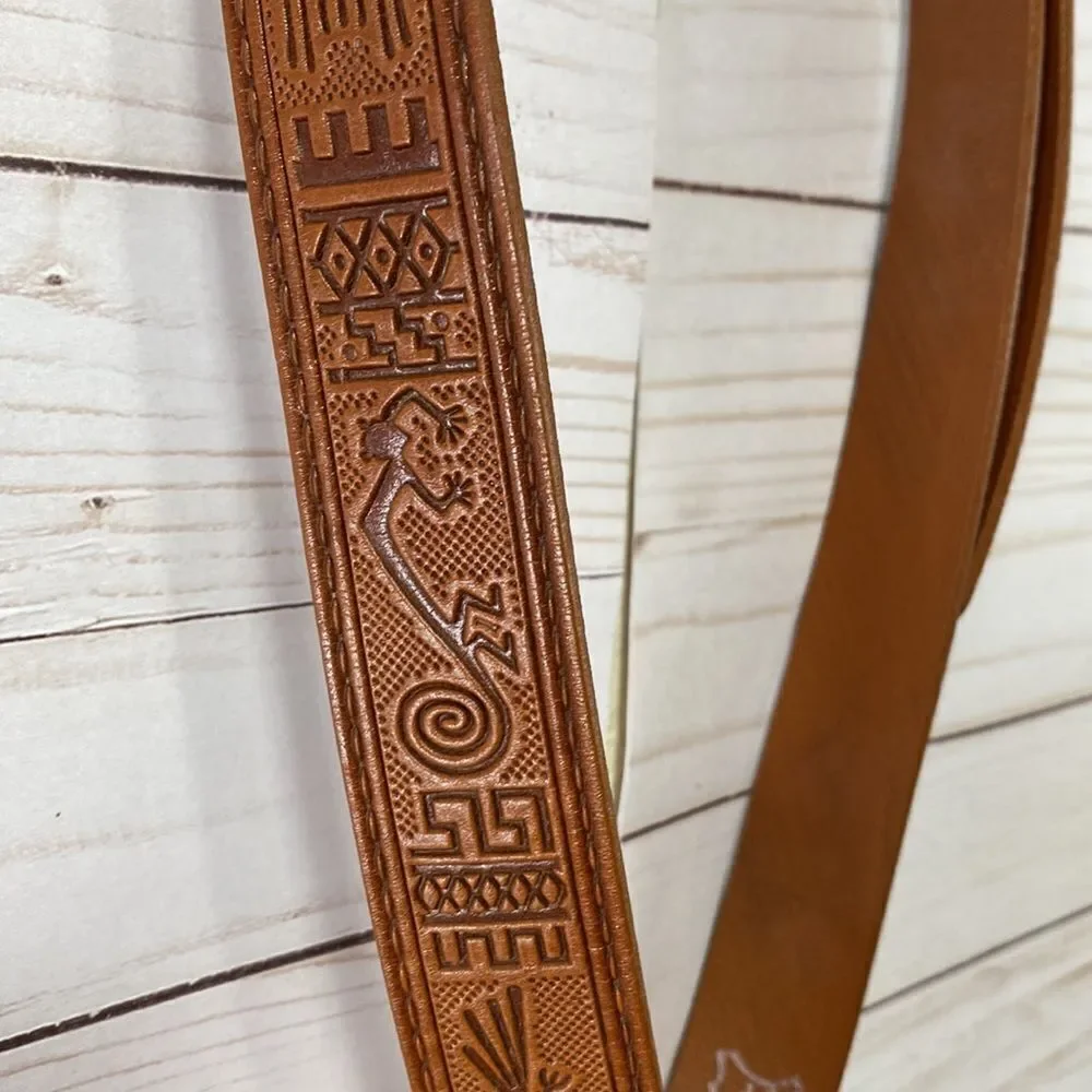 Nazca Lines Designs Men's Genuine Leather Cognac Belt